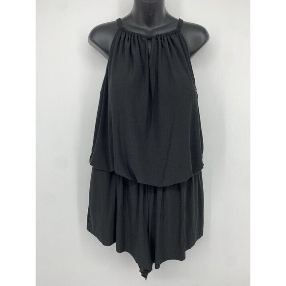 Aqua Green One Piece Swimsuit Short Romper UPF50 High Neck Black Plus 24W 24 - Picture 2 of 7